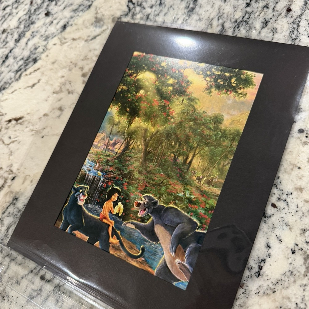 Thomas Kinkade Jungle Book Matted Print 7"x 9" Art Mowgli Baloo Bagheera Disney